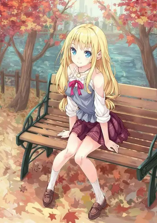 Ilustrasi Gadis Anime Duduk Cantik Gambar gadis anime sedang duduk