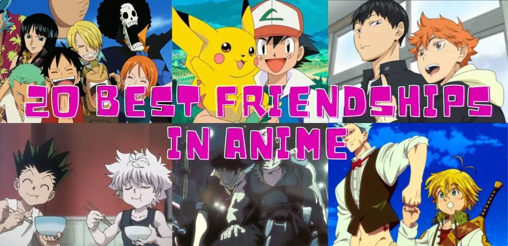 Ilustrasi teman-teman anime yang sedang bergembira Teman-teman anime yang bahagia